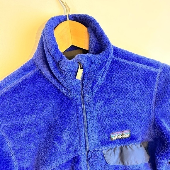 Patagonia Zip Up Re-Tool Jacket Womens Small Plush Pile Blue Snap T Fleece - Picture 2 of 5
